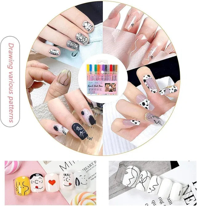 Nail Art Pens Set (12 Colors) – Professional DIY Nail Design Tools for Creative Manicure & Salon Finish