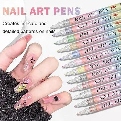 Nail Art Pens Set (12 Colors) – Professional DIY Nail Design Tools for Creative Manicure & Salon Finish