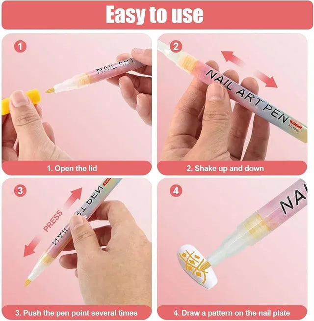 Nail Art Pens Set (12 Colors) – Professional DIY Nail Design Tools for Creative Manicure & Salon Finish