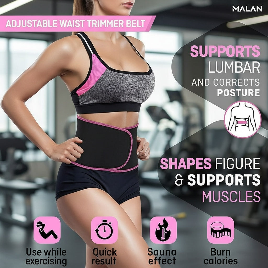 Adjustable Waist Trimmer Belt – Sweat Slimming Body Shaper for Weight Loss, Tummy Control & Fitness Training